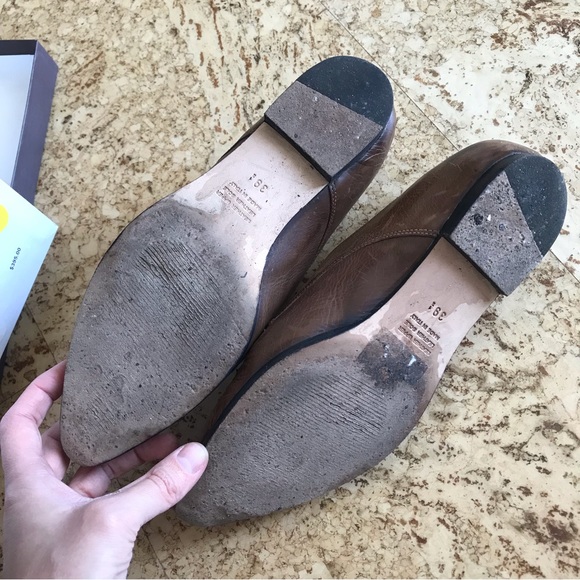 Anyi Lu Agnes leather flats in distressed chestnut - Picture 6 of 10